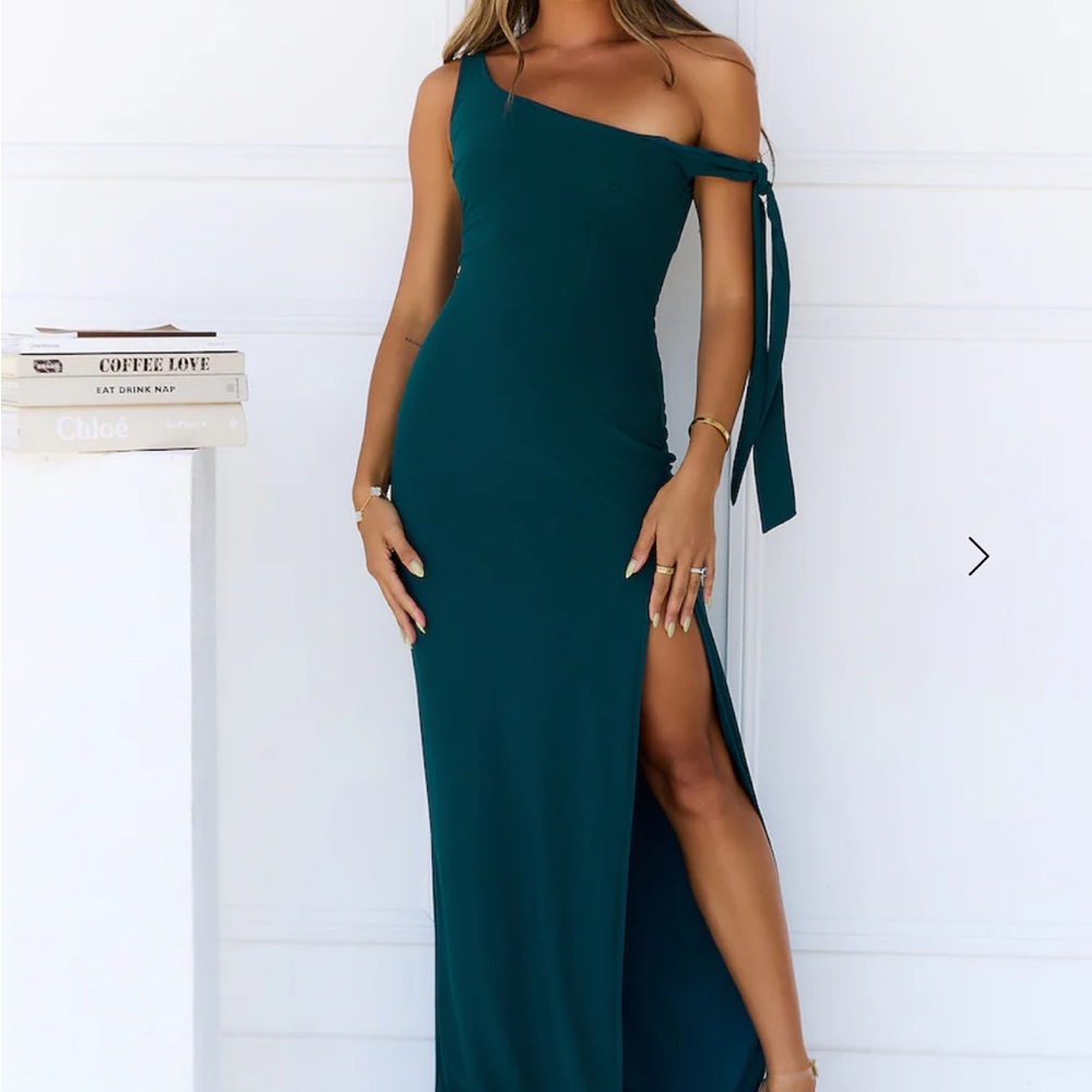 Hello Molly Teal One-Shoulder Maxi Dress